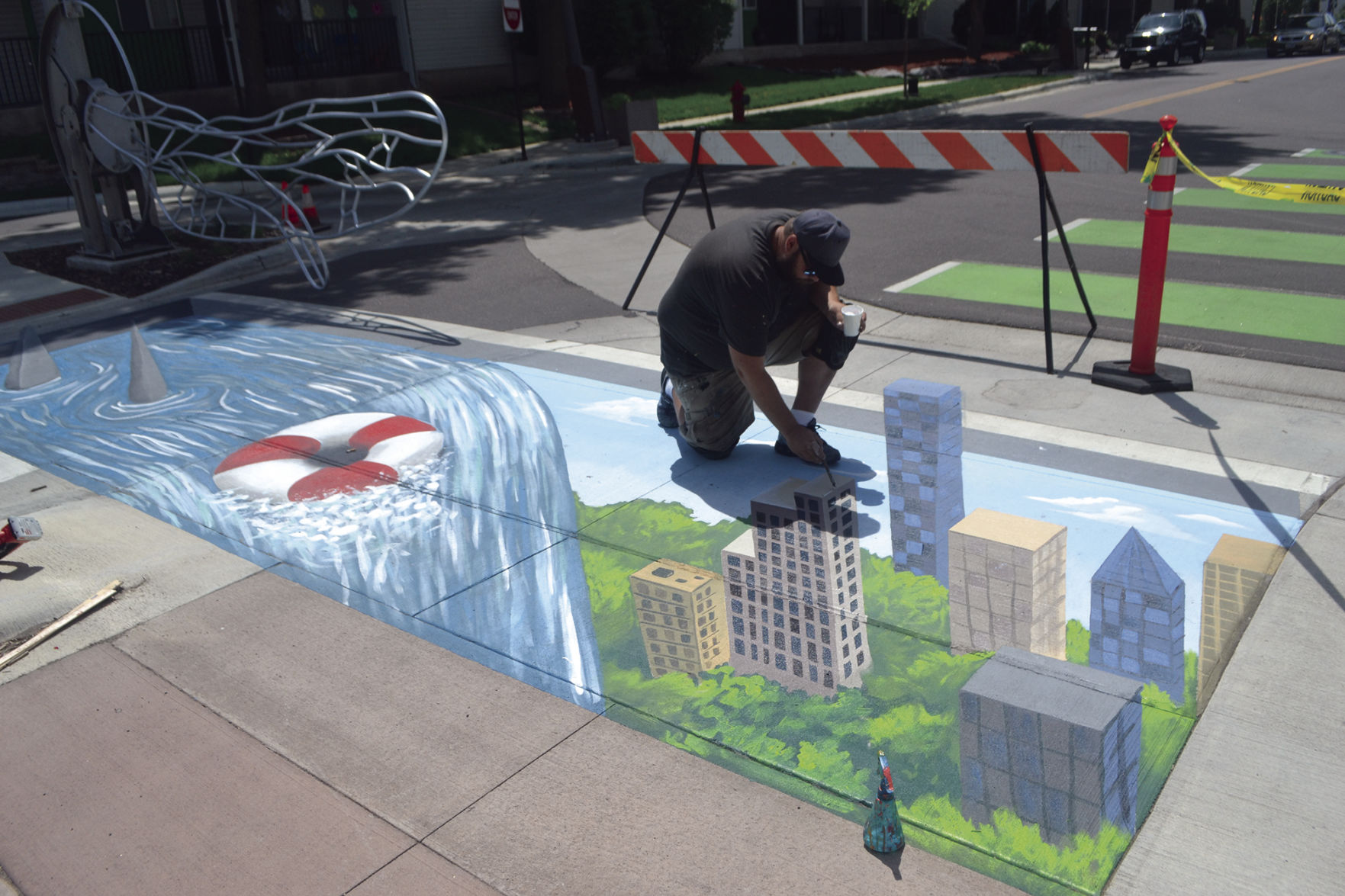 Colorful paintings decorate two Hopkins crosswalks